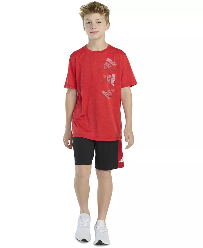 

Комплект для мальчиков: футболка с коротким рукавом и шорты Big Boys 2-Piece adidas, красный