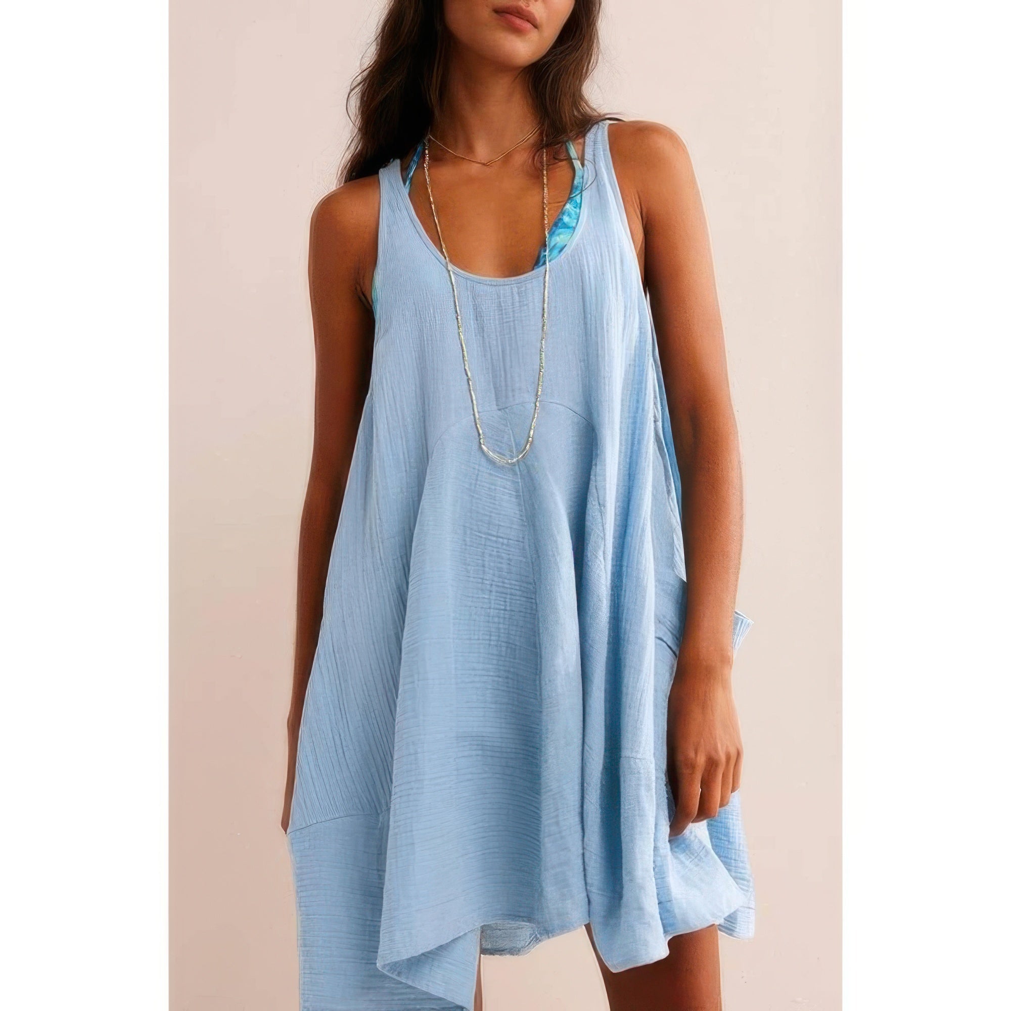 

Платье миди Solid A Line с карманами и узлом на спине TRUEDAMES, синий