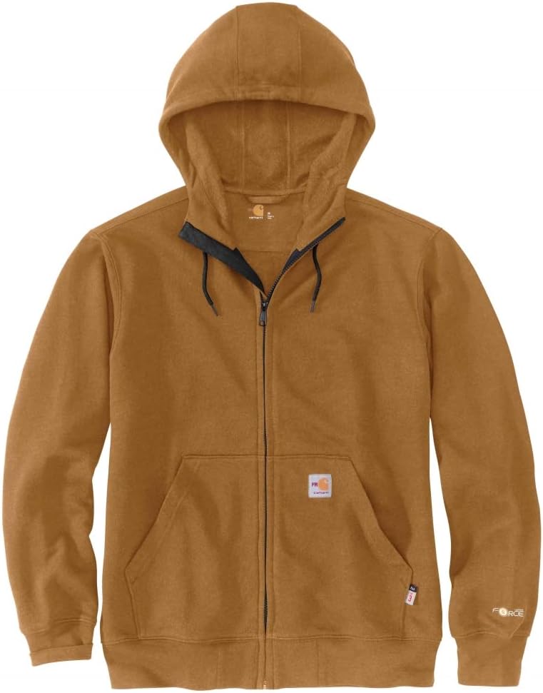 

Carhartt мужская огнестойкая толстовка с капюшоном и молнией спереди, свободного кроя, средней плотности, Carhartt Brown
