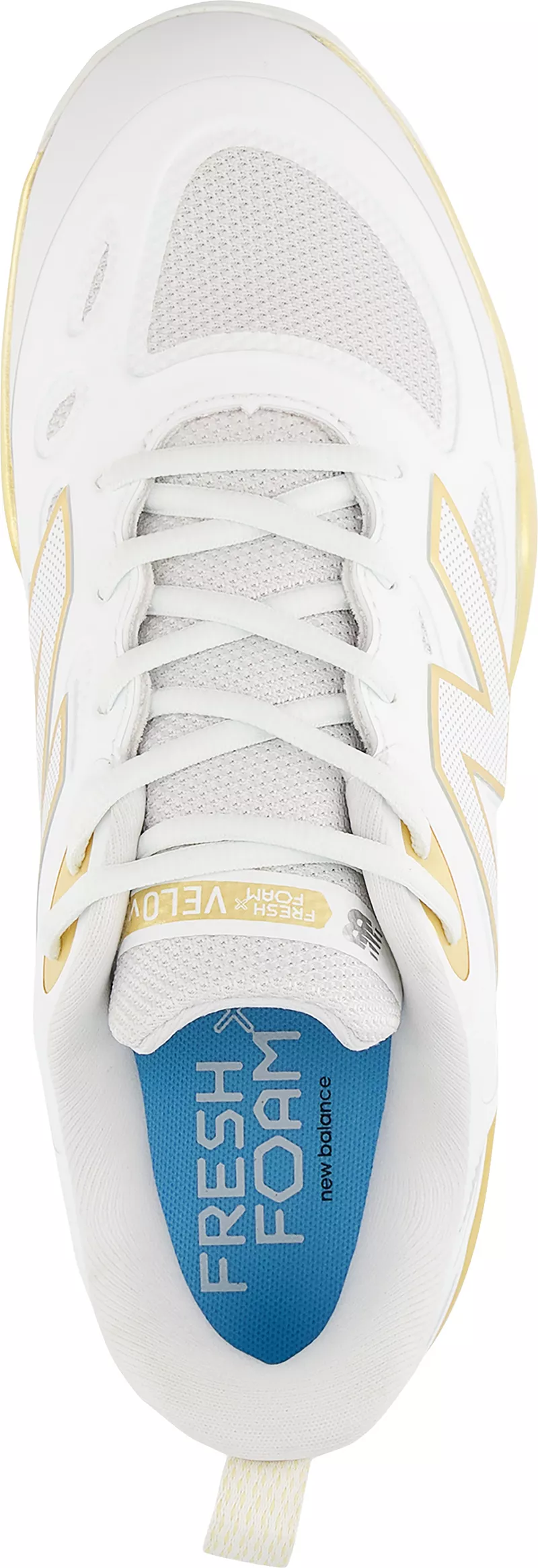 Женские бутсы для софтбола New Balance Fresh Foam X VELO v4 Metal Fastpitch, белый/золотой — фото 2