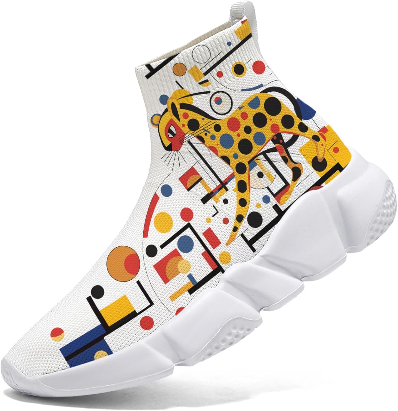 

Мужские носочные кроссовки Hetios в стиле Мондриан, трикотажные слипоны, спортивно-повседневные, расписанные граффити, Mondrian_17