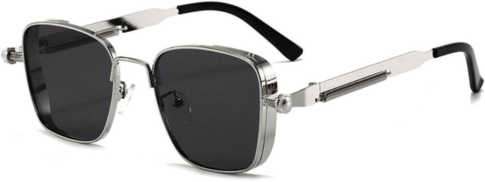 

Солнцезащитные очки в стиле панк с металлической оправой, защита глаз от УФ-излучения 400, ретро-очки, аксессуары для путешествий, украшение для уличных фотосессий HVTVTLA, Black Silver