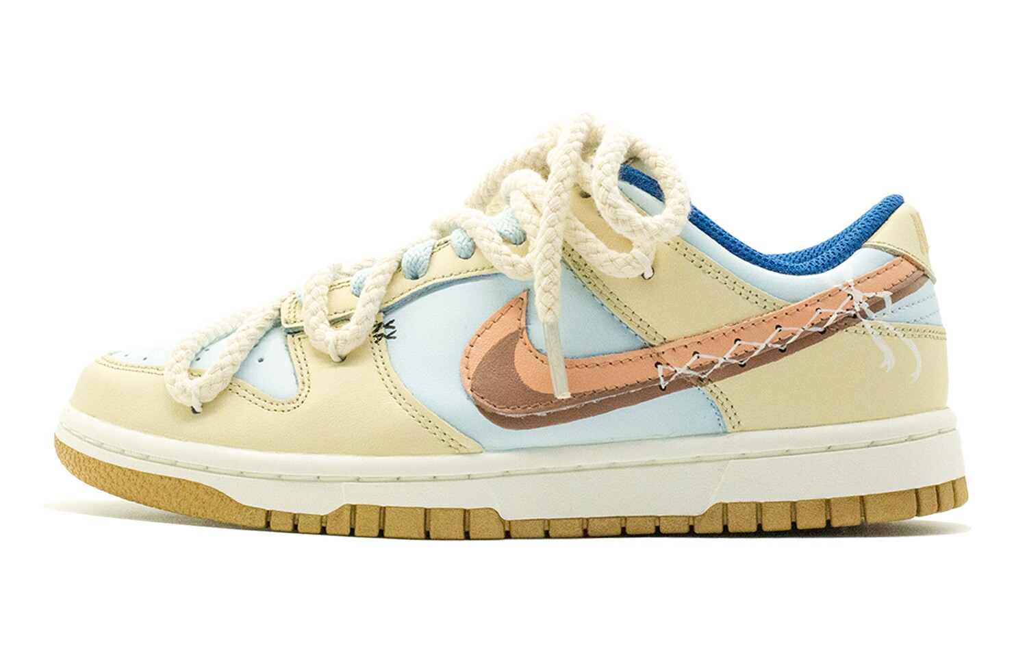 

Кроссовки Nike Dunk Skateboarding Shoes Women's Low-top Light Yellow/blue, светло-желтый