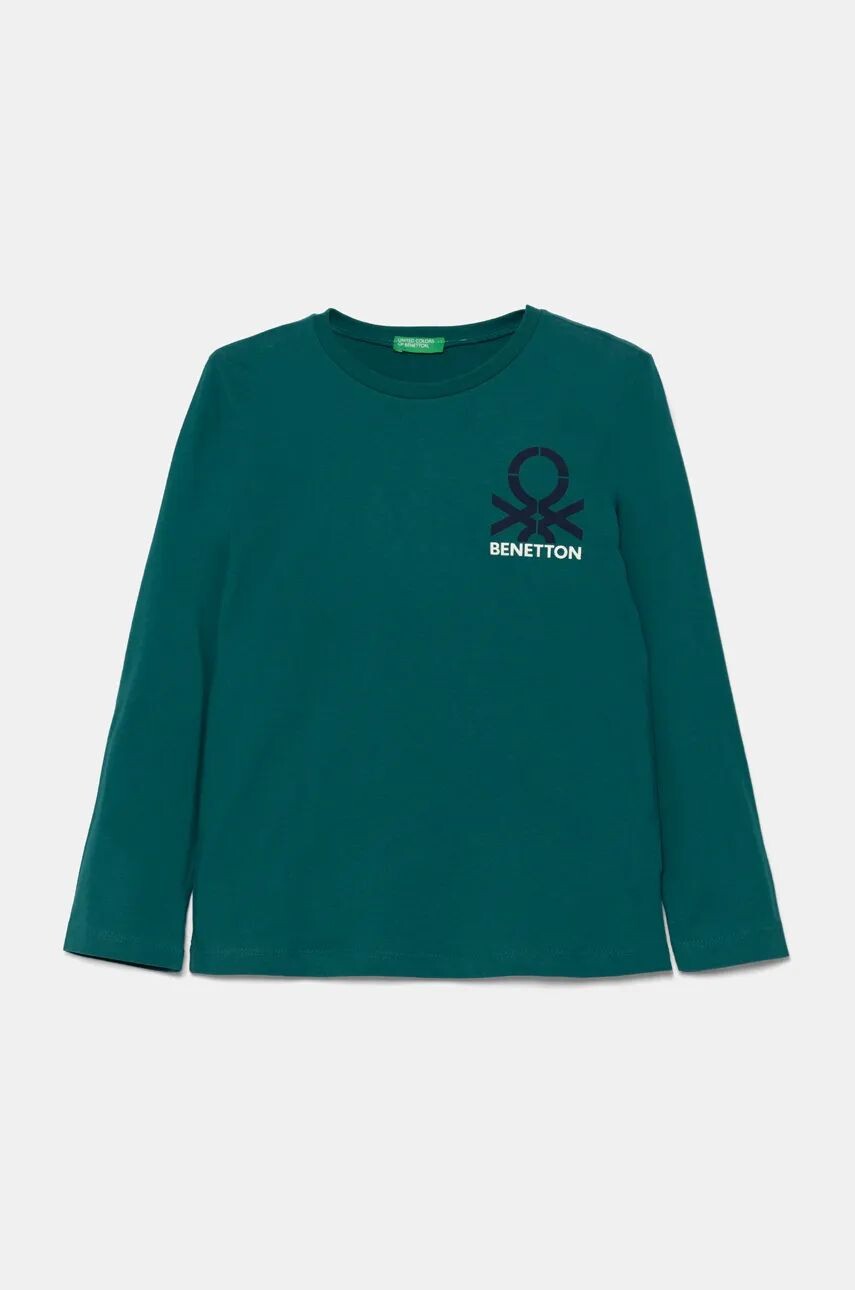 

Хлопковая рубашка с длинными рукавами United Colors of Benetton для мальчиков, бирюзовый