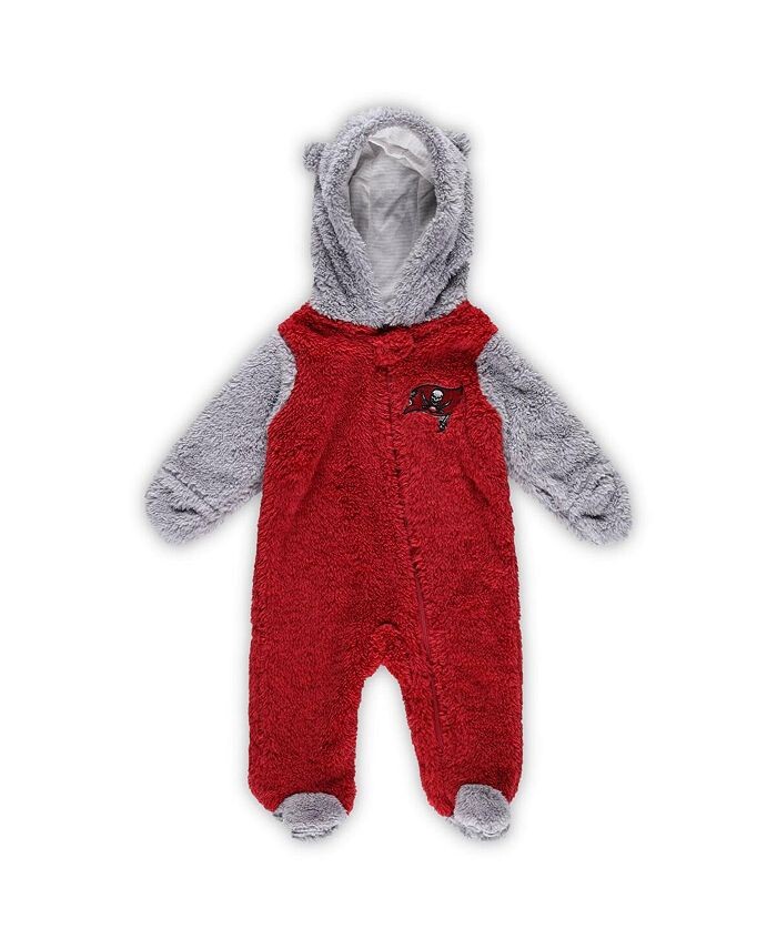 Комбинезон Tampa Bay Buccaneers Game Nap Teddy Fleece Bunting с молнией во всю длину для новорожденных Outerstuff, красный/серый — фото 3