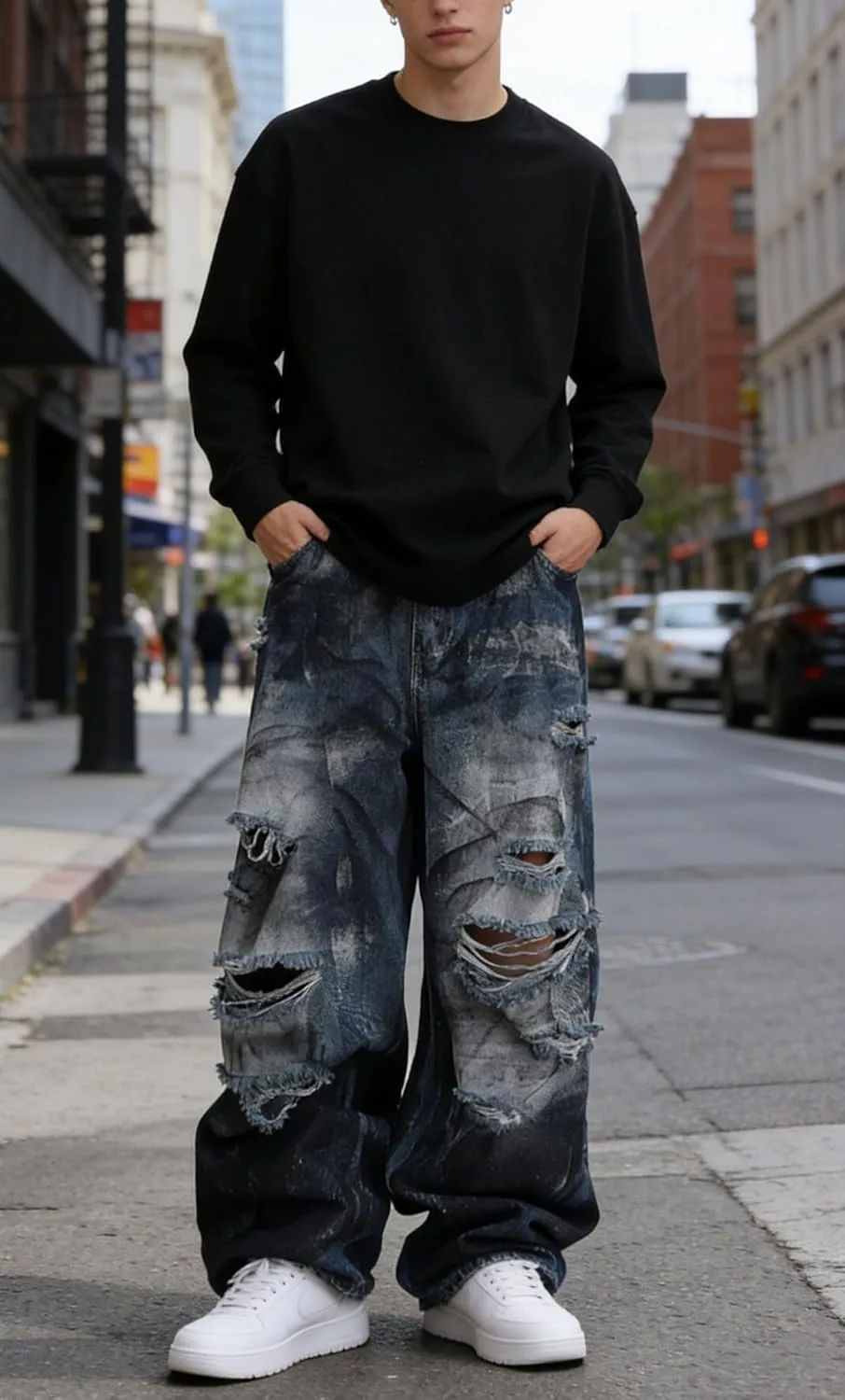 

Унисекс джинсы Y2K в стиле distressed, широкие, с потертостями ISMT TZ TM