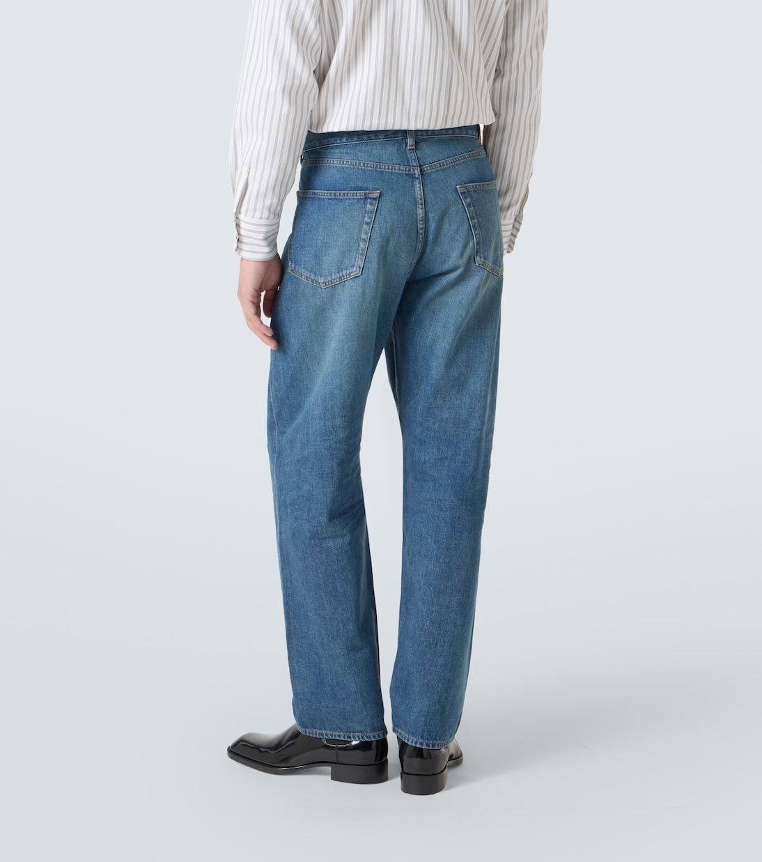 Мик прямые джинсы средней посадки Saint Laurent, Norvegian Blue — фото 4