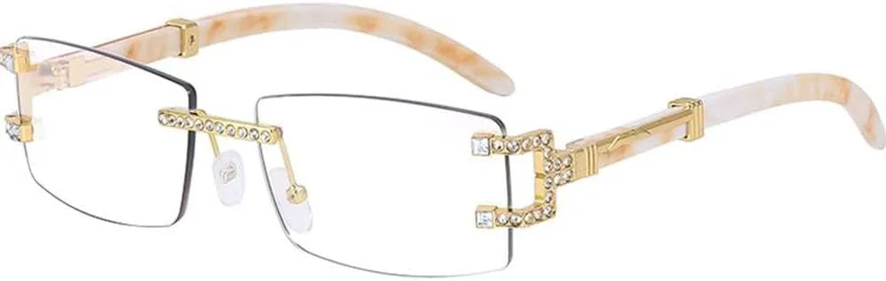 

Модные солнцезащитные очки без оправы для женщин, ретро-очки класса люкс прямоугольной формы для мужчин, винтажные очки без оправы UV400, SUN4551 Generic, Transparent