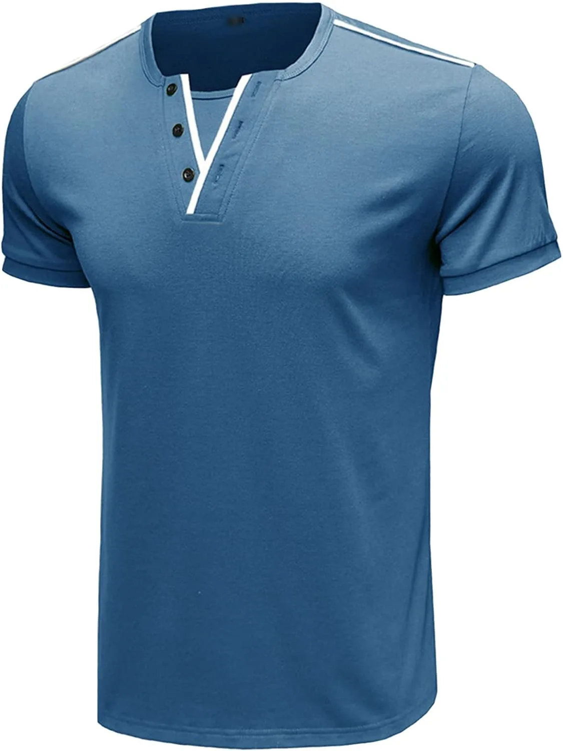 

Мужская футболка с V-образным вырезом и планкой на пуговицах, Casual, Slim Fit, хлопок Maiyifu-GJ