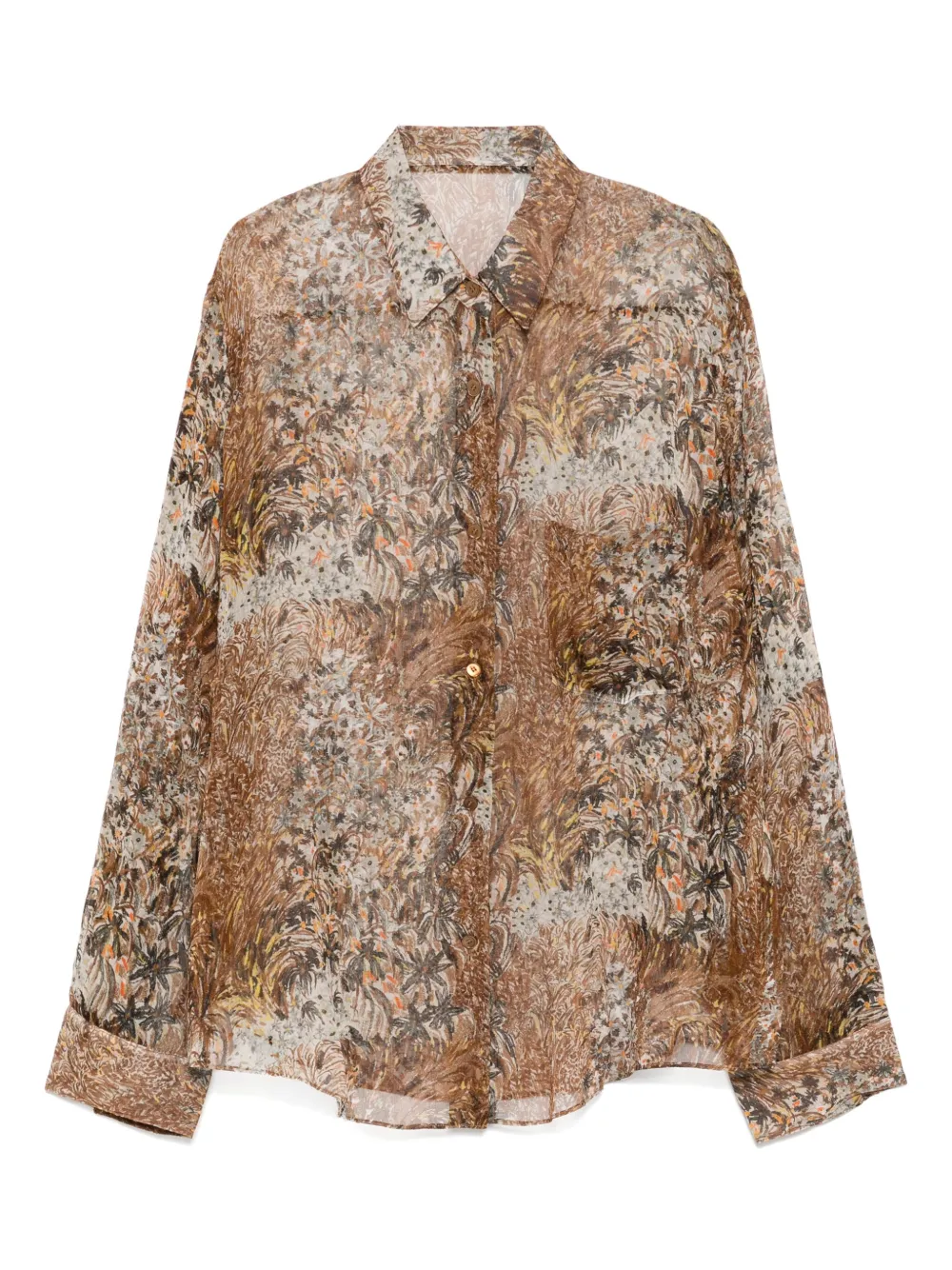 

Шелковая рубашка с графичным принтом JNBY, коричневый