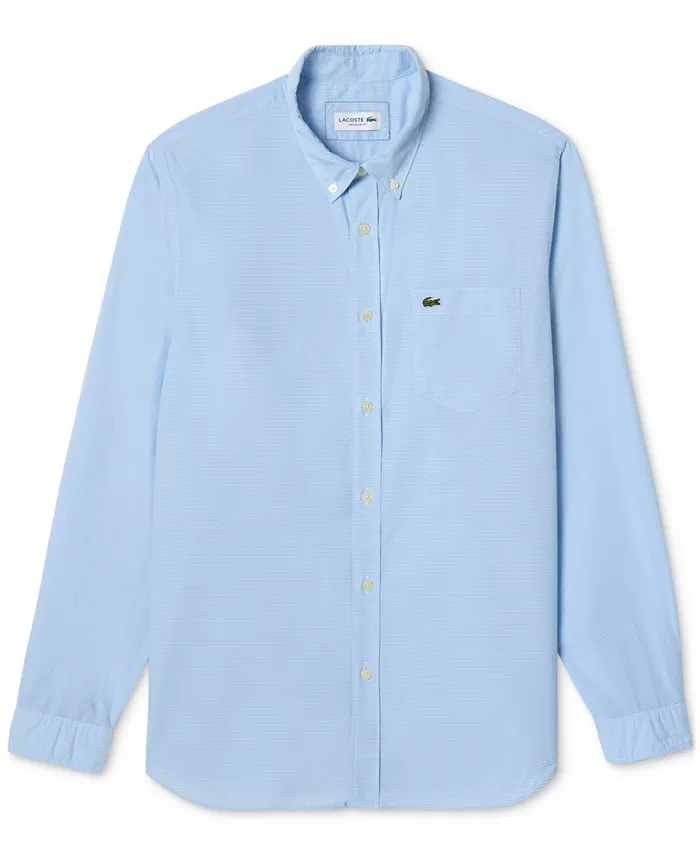 

Мужская классическая рубашка в клетку Gingham на пуговицах Lacoste, белый