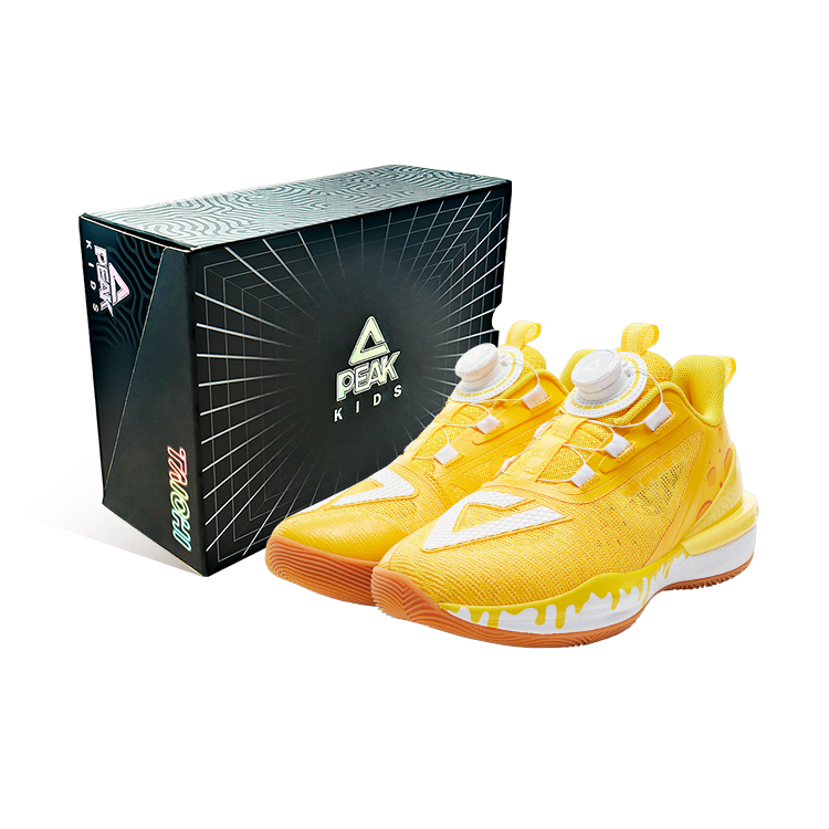 

State Maximums Trigonometric 3.0 нескользящие амортизирующие мид-топ детские баскетбольные кроссовки подростки PEAK, желтый