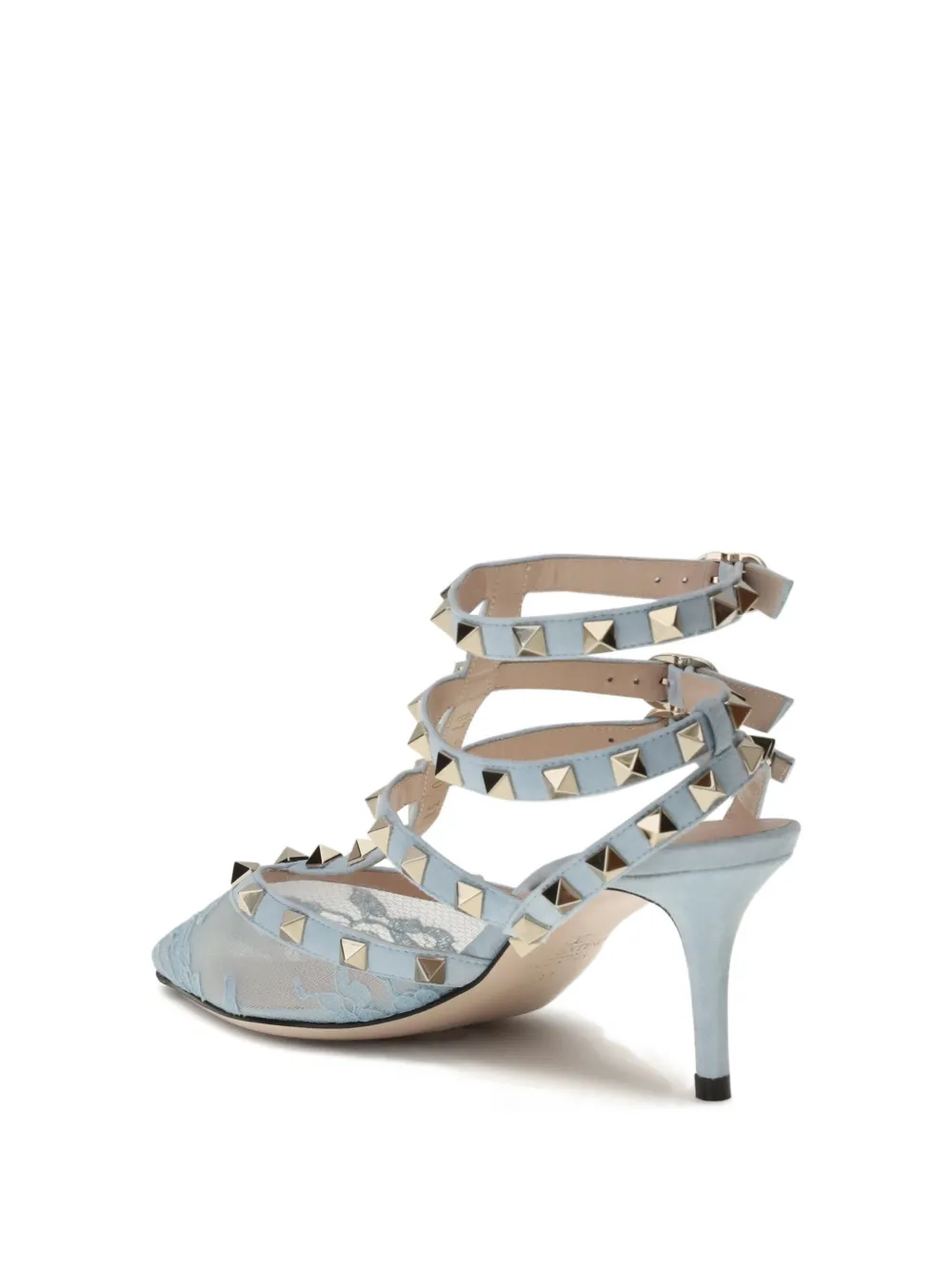 Туфли-лодочки на каблуке 80 мм с заклепками Rockstud Valentino Garavani, синий — фото 3