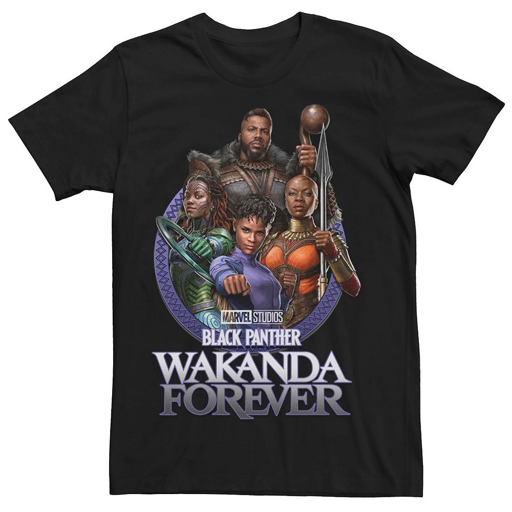 

Мужская футболка с круглым портретом Marvel Wakanda Forever Groupshot Licensed Character, черный