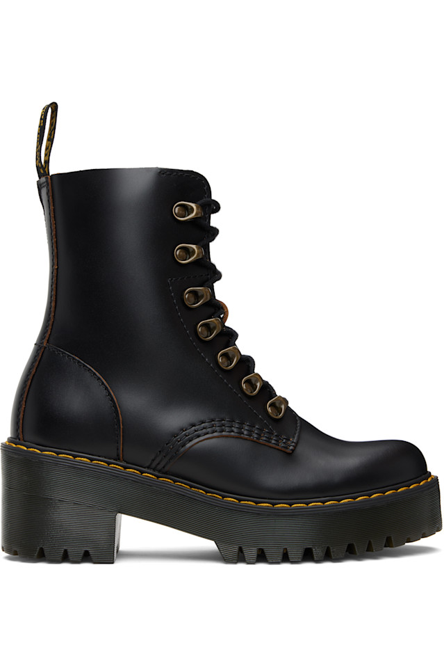 Ботинки на каблуке Leona vintage из гладкой кожи Dr. Martens, черный
