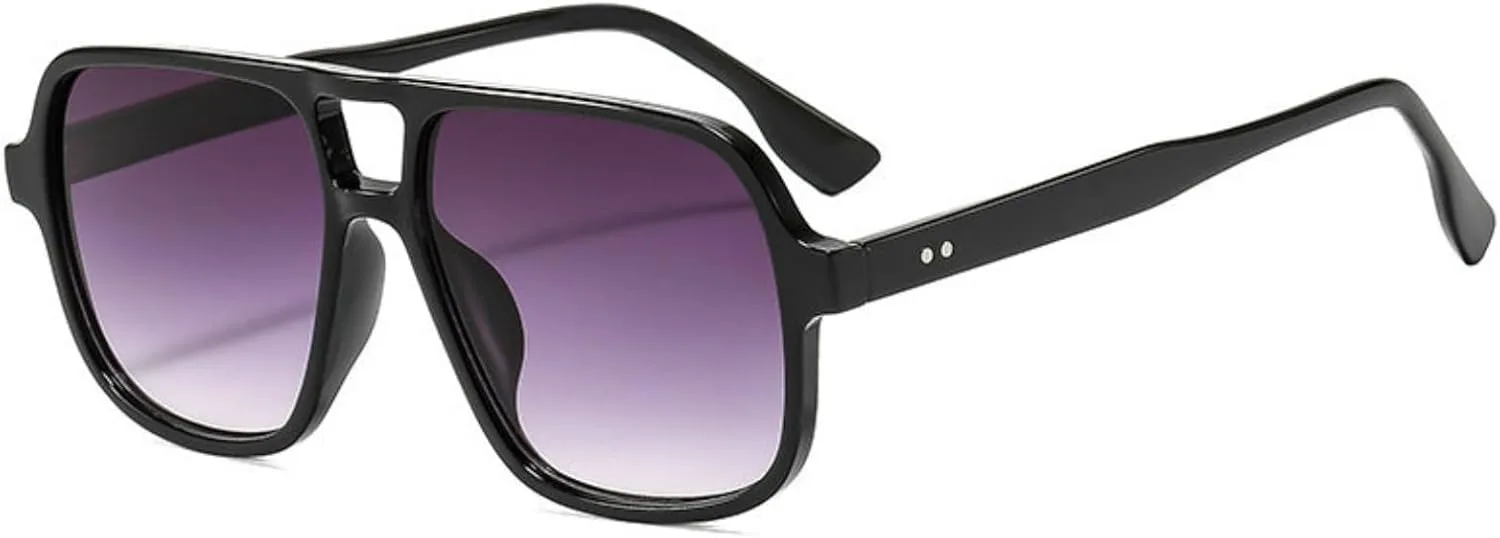 

Солнцезащитные очки COTIA Retro Pilot для женщин и мужчин, классические, в стиле 70-х, квадратная форма, двойная перемычка, защита от ультрафиолета UV400, Black Grey