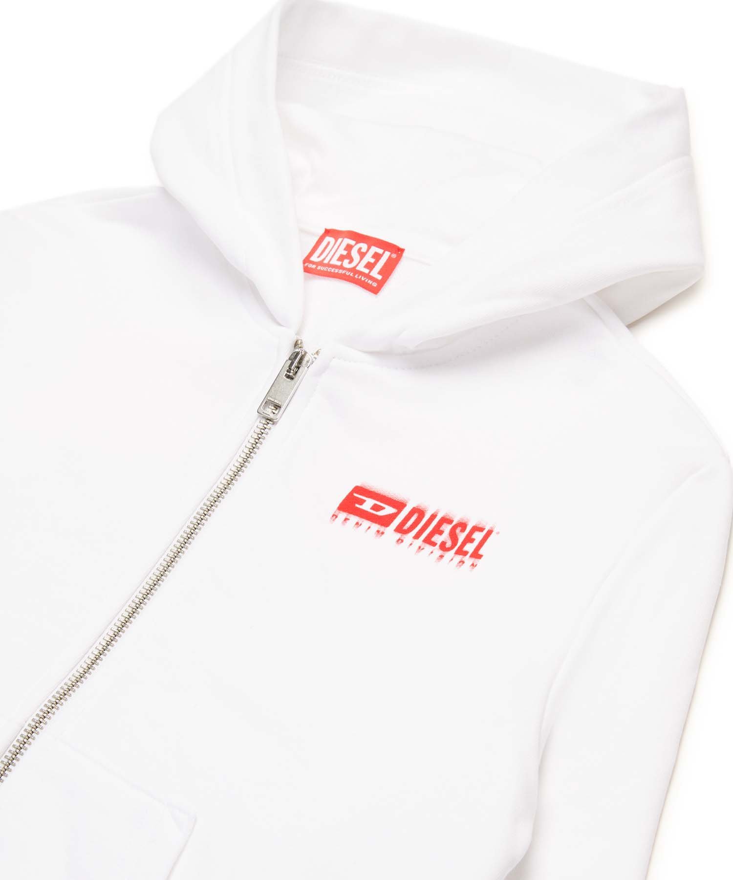 Детская и подростковая толстовка на молнии с логотипом бренда DIESEL, White — фото 3