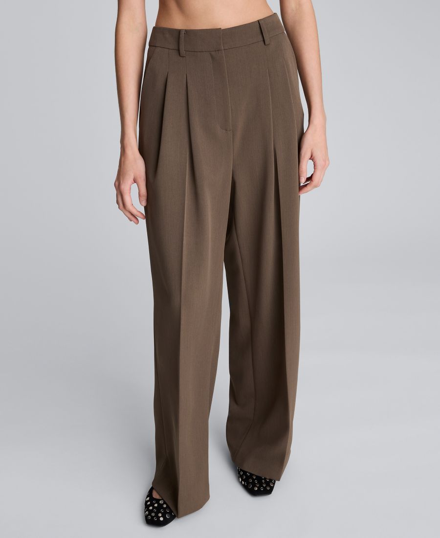 

Женские брюки с высокой посадкой, плиссированные, с широкими штанинами Kenneth Cole, Pewter Green