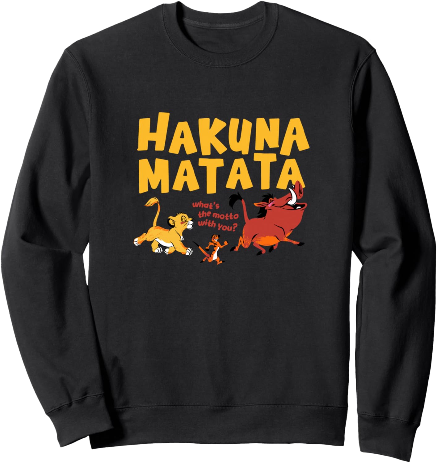 

Толстовка Disney King Simba Timon Pumba Hakuna Matata Walk, черная, Черный, Толстовка Disney King Simba Timon Pumba Hakuna Matata Walk, черная