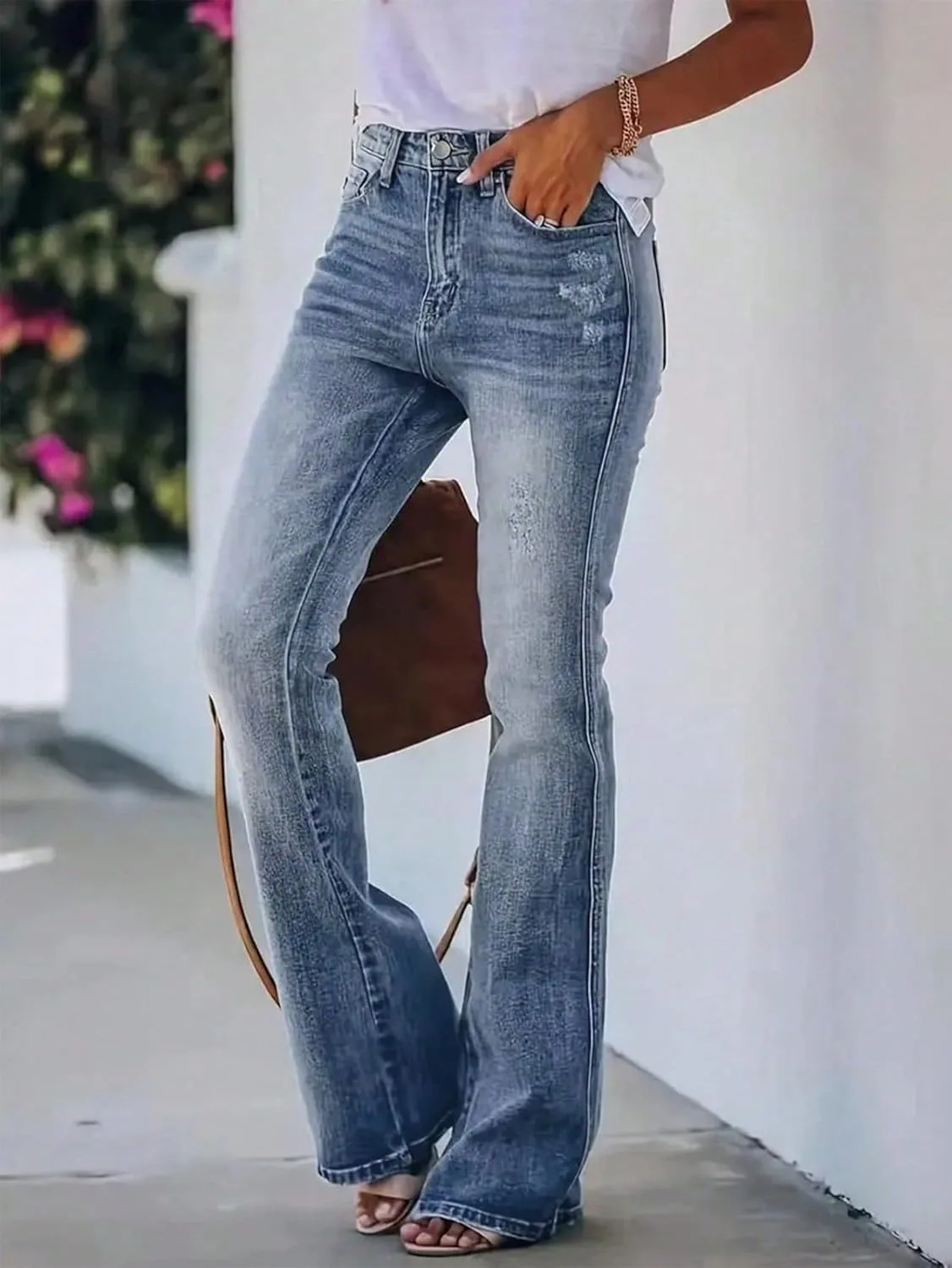 Джинсы Boot Cut для женщин High Waisted Stretchy Straight Leg — фото 4