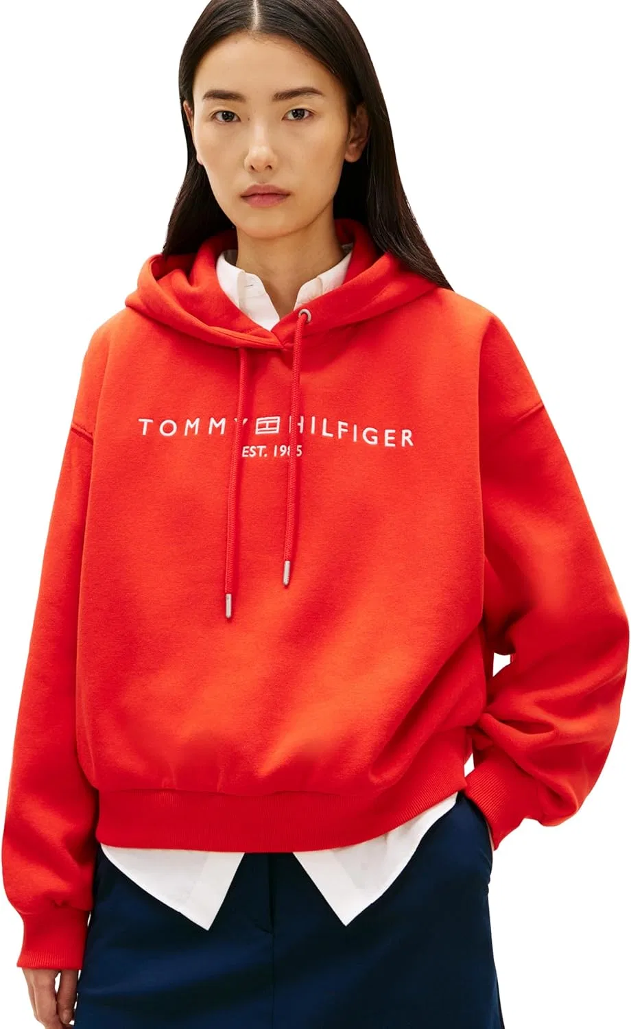 Женский худи Tommy Hilfiger среднего веса с логотипом, цвет Fireworks