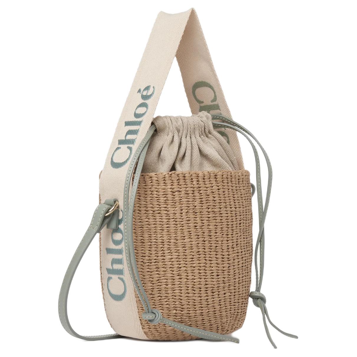 

Chloé Шапка-ведро Хлои Вуди из телячьей кожи маленькая женская сине-зеленая
