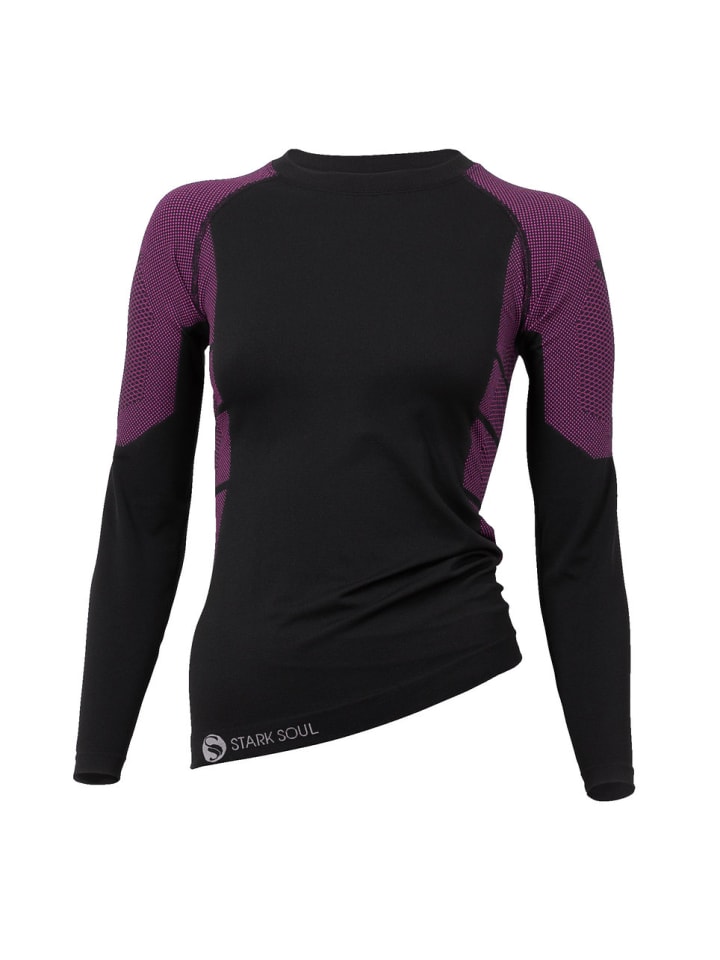 

Лыжное нижнее белье - функциональная рубашка с длинными рукавами черного и розового цветов Stark Soul