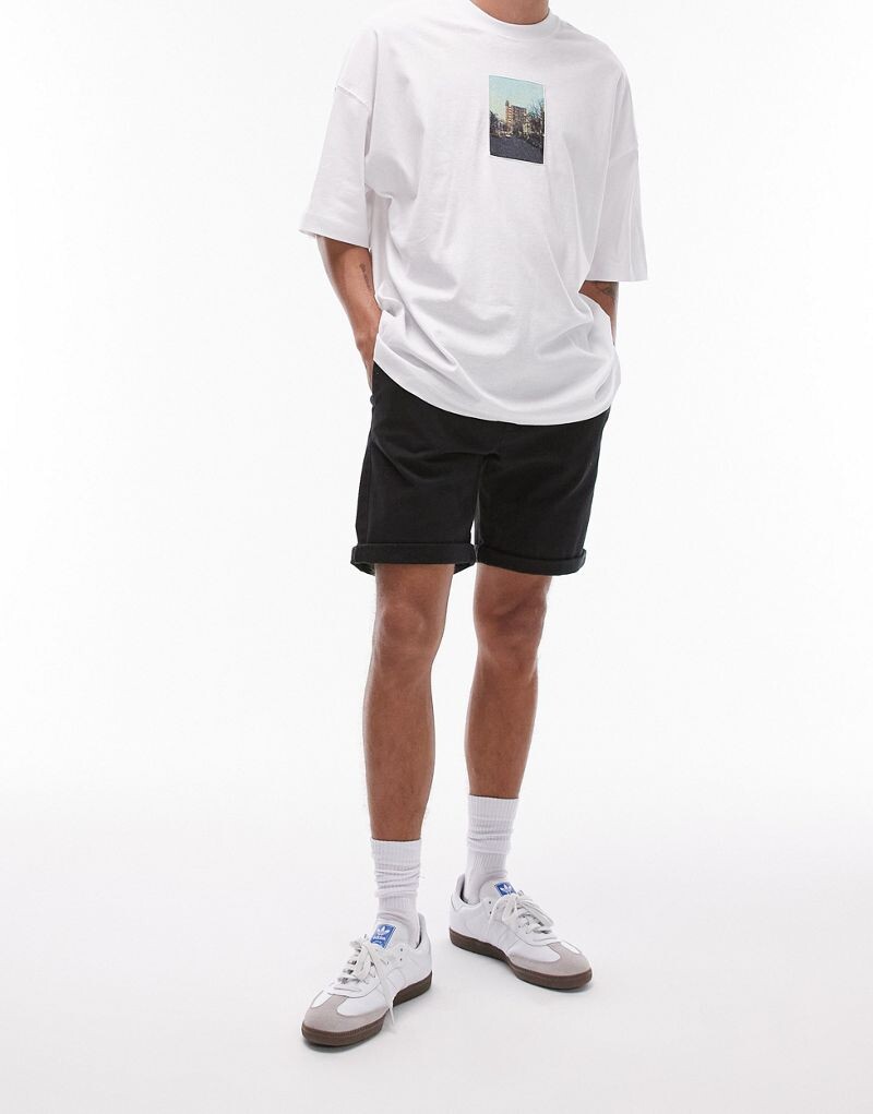 

Черные узкие шорты чиносы Topman