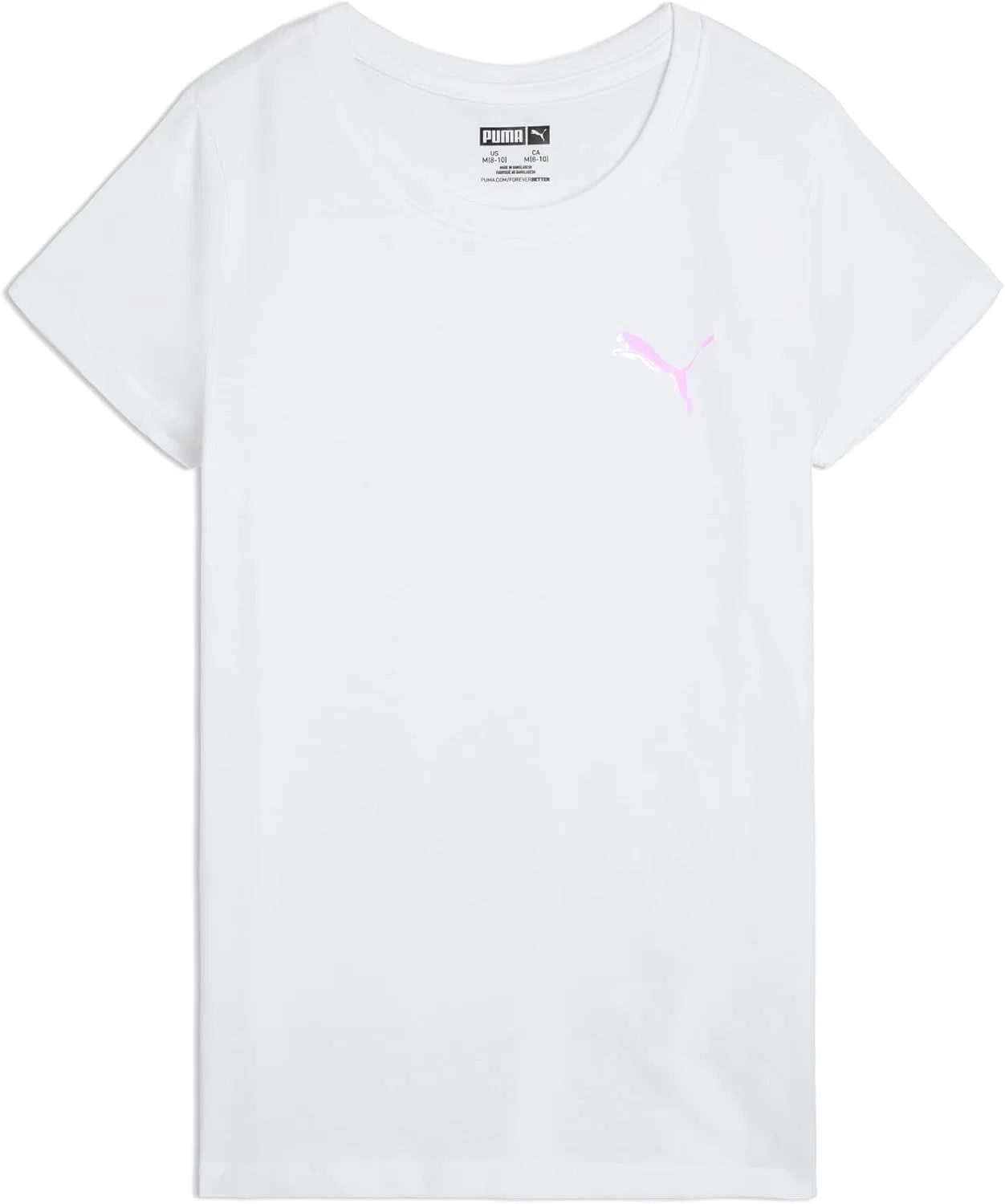 Детская футболка Puma с коротким рукавом и круглым вырезом, с логотипом Core Logo, мягкая и легкая, Puma White
