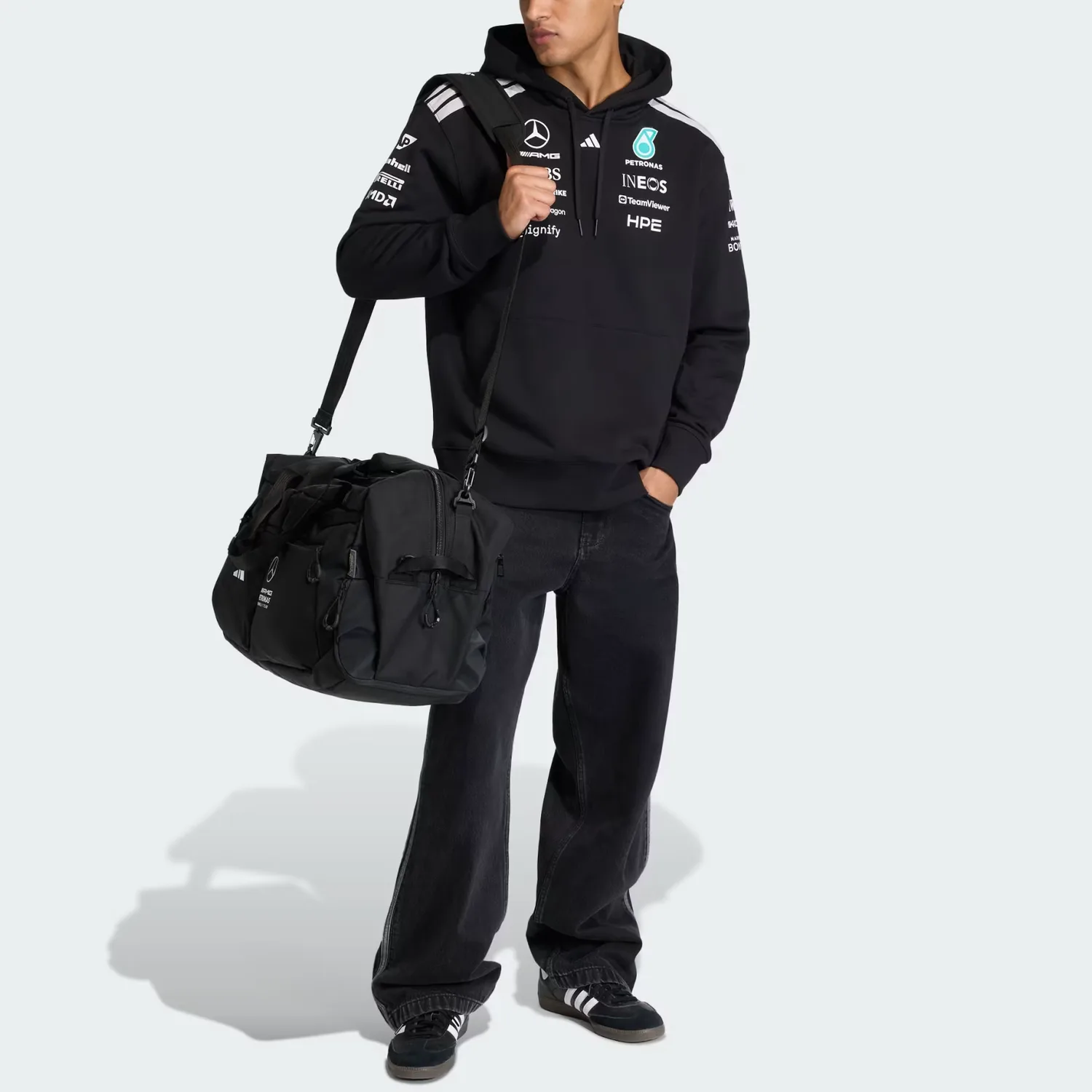 Толстовка мужская Motorsports FW25 Mercedes AMG Petronas Formula 1 Team Driver Adidas, черный — фото 3