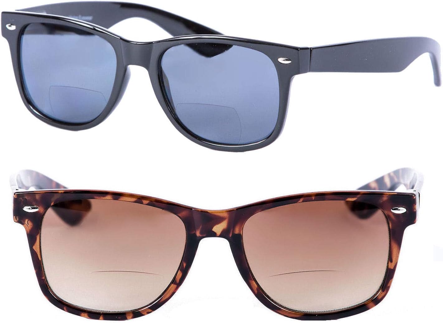 

Солнцезащитные очки для чтения Lovin Rays с двумя парами поляризованных, практически невидимых бифокальных линз, обеспечивающие максимальную защиту от УФ-излучения и оснащенные пружинными шарнирами, Black/Tortoise