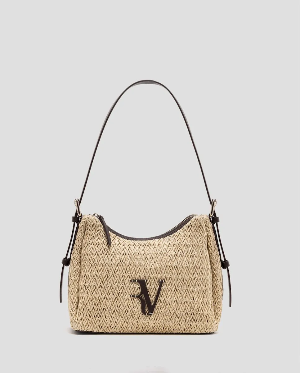 

Сумка среднего размера из кожи с эффектом рафии в стиле хобо с логотипом RV Roberto Verino, цвет Camel, Бежевый, Сумка среднего размера из кожи с эффектом рафии в стиле хобо с логотипом RV Roberto Verino, цвет Camel