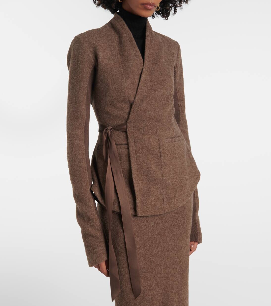 Шерстяная куртка-обертка Hollywood Rick Owens, цвет fawn — фото 4