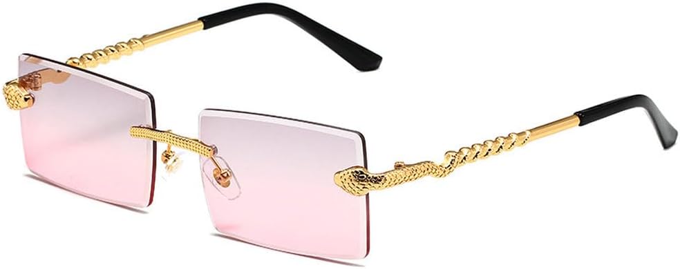 

Солнцезащитные очки без оправы, прямоугольные, мужские и женские, модные, винтажные, с витой оправой в виде змеиных ножек, градиентные, женские, класса люкс HVTVTLA, Gray Pink