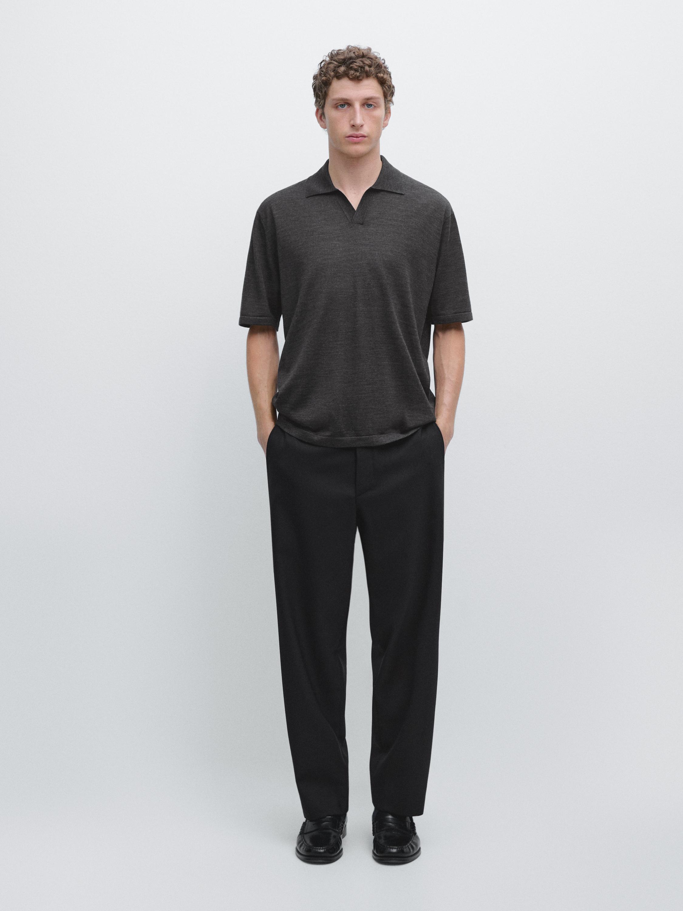 

Вязаное поло с V-образным вырезом Massimo Dutti, 0-923