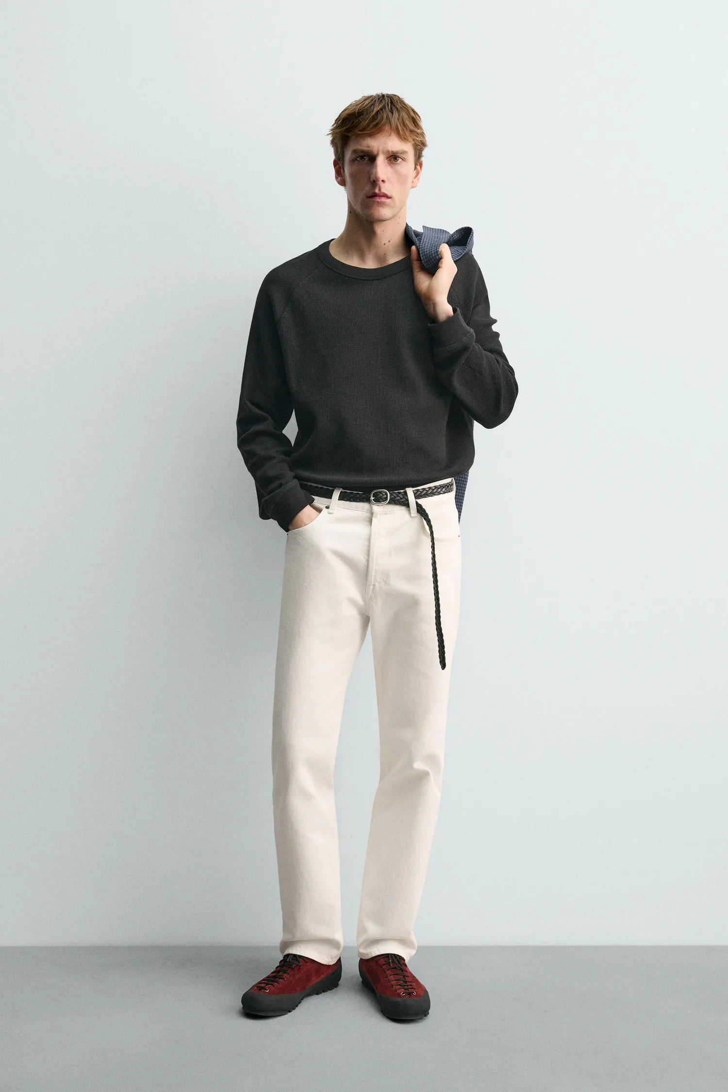 Футболка aaron levine x Zara с вафельной текстурой, антрацитово-серый
