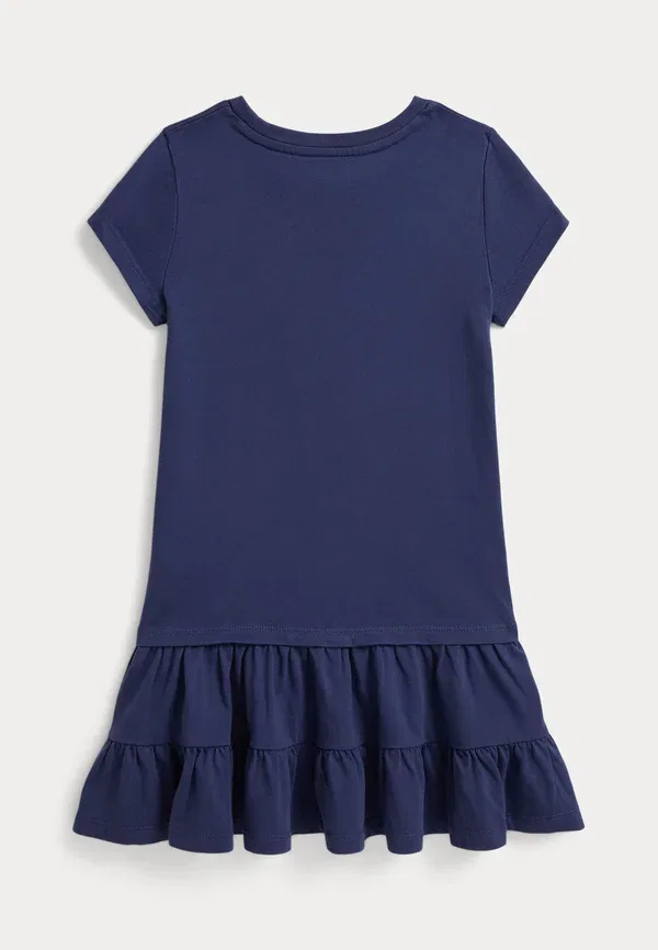 Платье Polo Ralph Lauren из хлопкового джерси с ярусным дизайном и медведем, 2-6 лет, старый королевский синий — фото 2