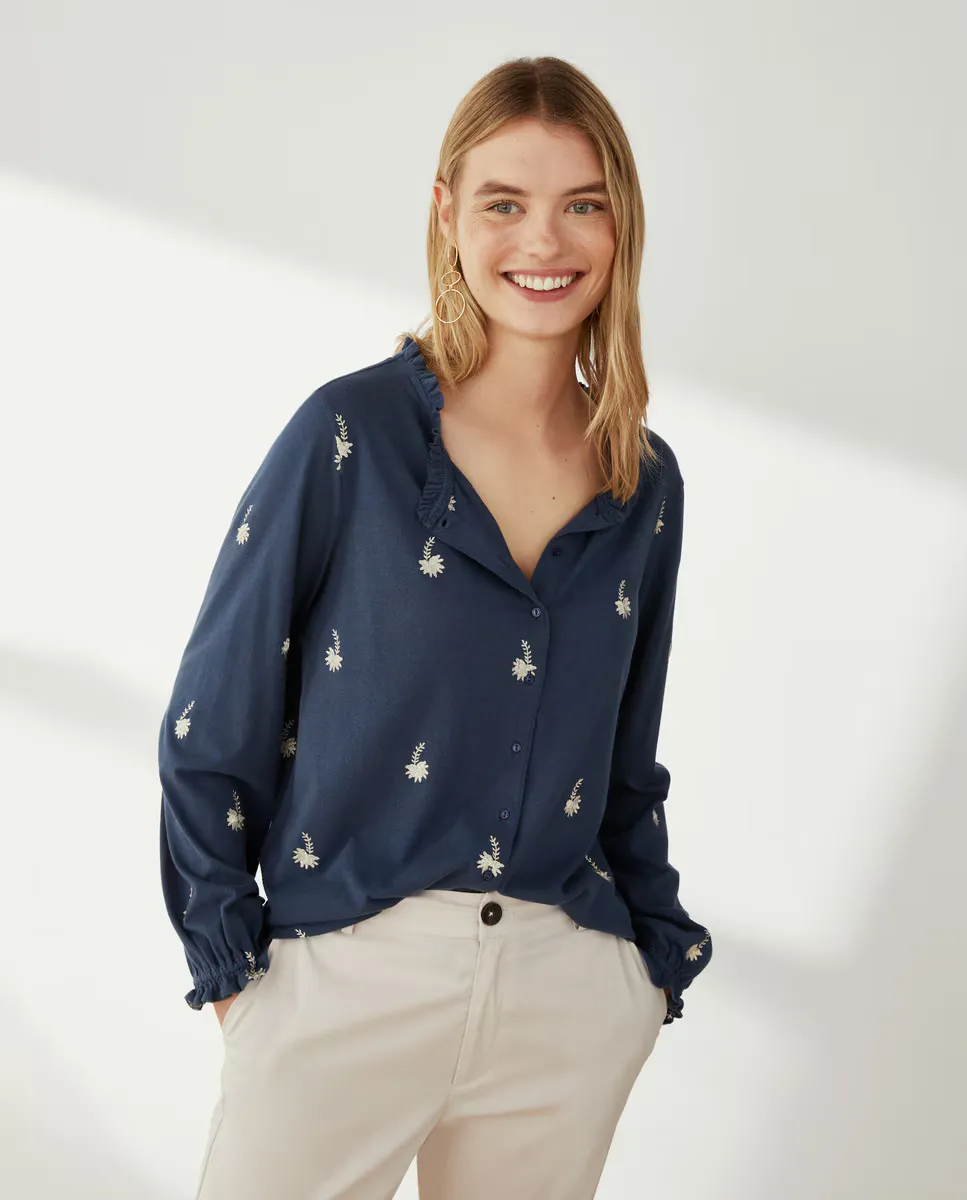 

Женская футболка с вышивкой Southern Cotton, индиго/синий