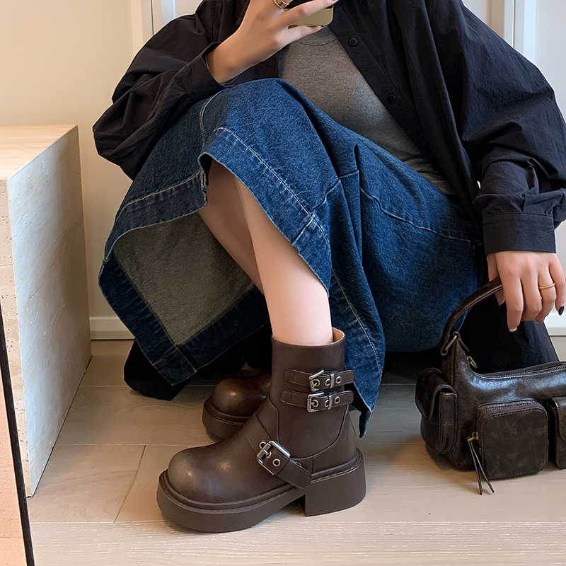 Yeezyy Reezy Женские коричневые полусапожки на каблуке 4,5 см, цвет Brown — фото 2