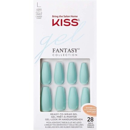 

Коллекция Gel Fantasy Back It Up Длинные бирюзовые скульптурные гелевые ногти, Kiss