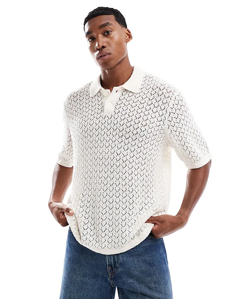 

Толстое поло Jack & Jones крючком кремового цвета