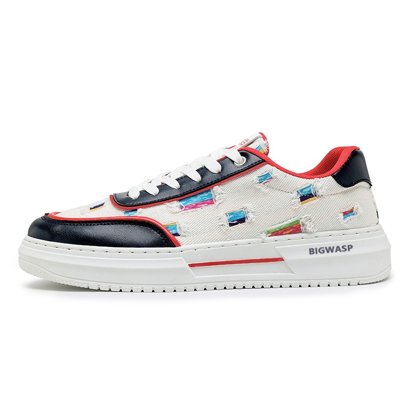 

BIGWASP Износостойкие мужские скейтерские кеды низкие White Blue, цвет White Blue