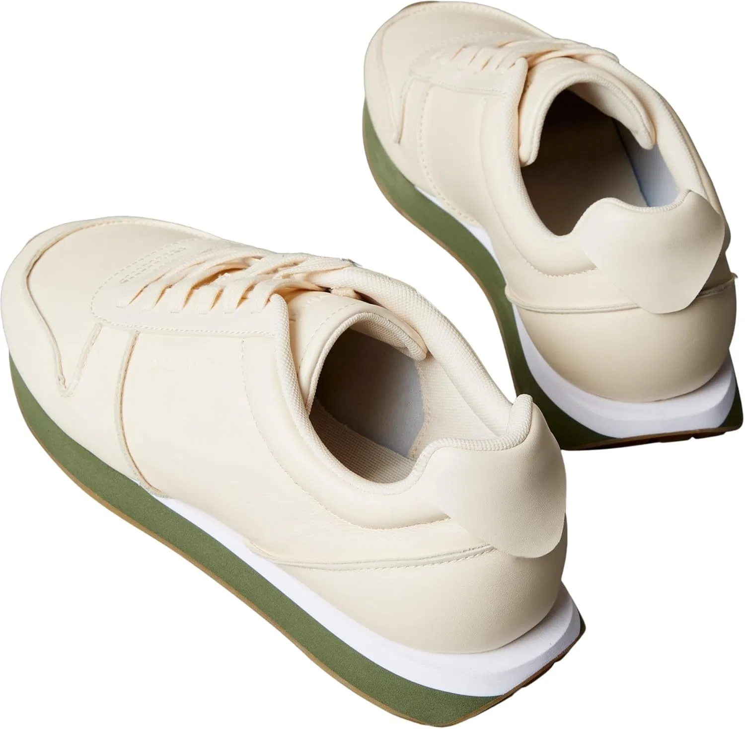 Мужские кроссовки Calvin Klein Retro Runner на шнуровке LTH Pinch Ym0ym01455 Low Top, White Light Cashew Medieval Forest — фото 2