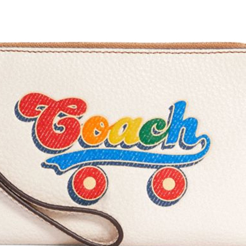 

Кошелек на молнии сбоку из ПВХ небольшого размера с принтом для женщин COACH