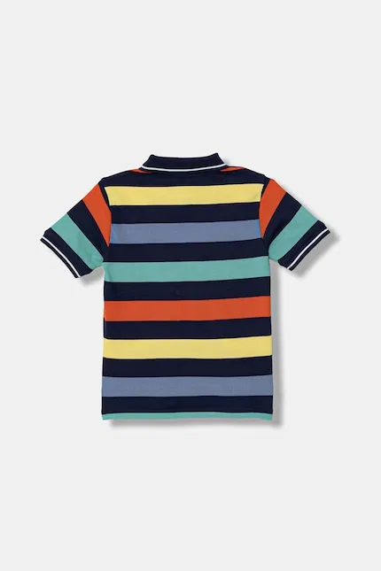 Поло хлопковое детское United Colors of Benetton, мультиколор — фото 2