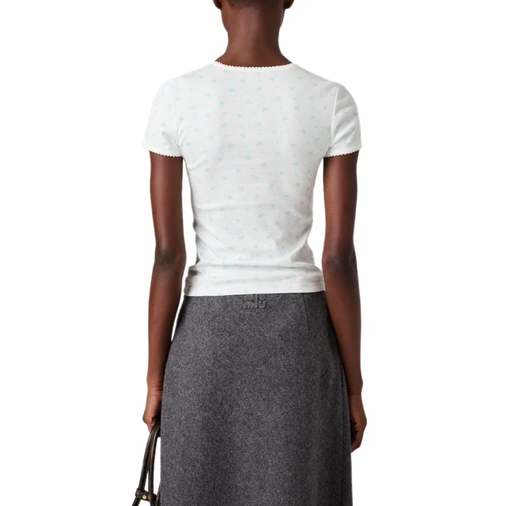 Футболка MIU MIU White/Light Blue — фото 4