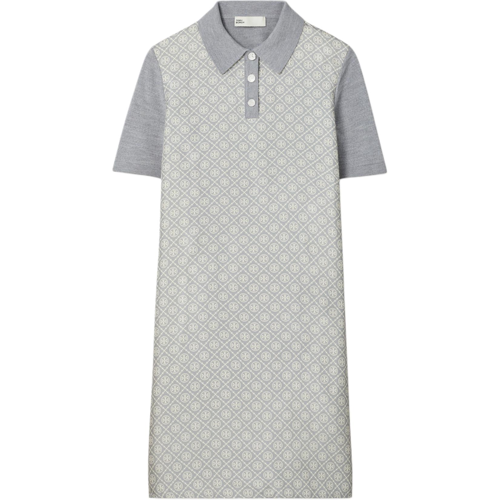 

Шелковое поло платье TORY BURCH, серый