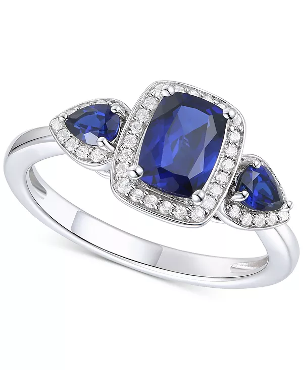 

Кольцо с тремя камнями-ореолом из серебра 14 карат с аметистом (1-1/20 карата) и выращенным в лаборатории белым сапфиром (1/6 карата) (также с другими драгоценными камнями) Macy'S, sapphire