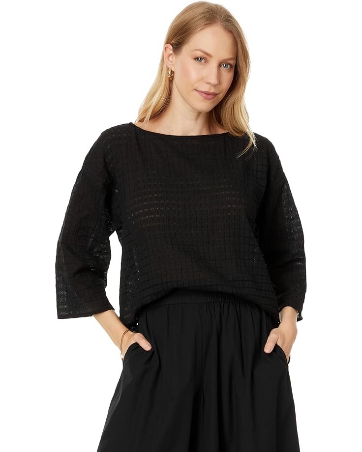 

Топ Eileen Fisher Bateau Neck Box Top, черный