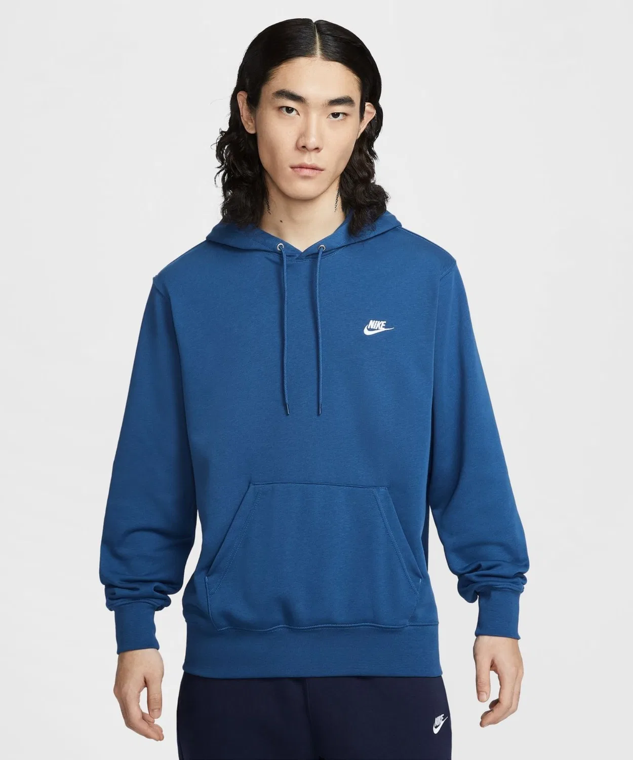 Худи Nike Club с капюшоном из френч-терри, длинный рукав, синее